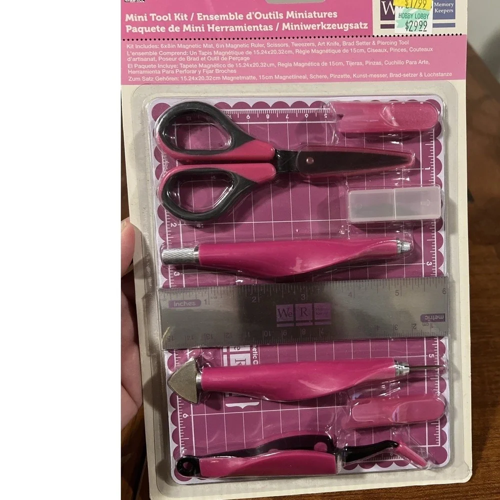 We R Memory Keepers Mini Tool Kit Pink Scrapbooking Craft Tools New Sealed Ruler